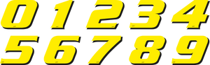RACING NUMBERS DECAL KIT "0-9" FLUORESCENT YELLOW - Onedesign Corp